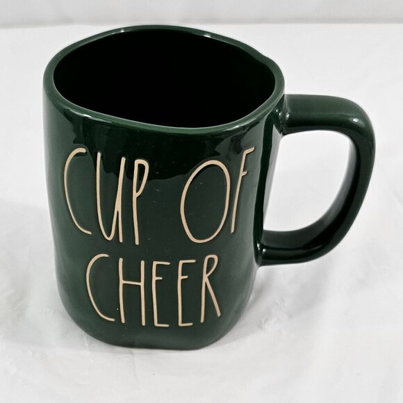 Rae Dunn Magenta CUP OF CHEER Green 20 Oz Ceramic Coffee Tea Mug Cup - Picture 16 of 16